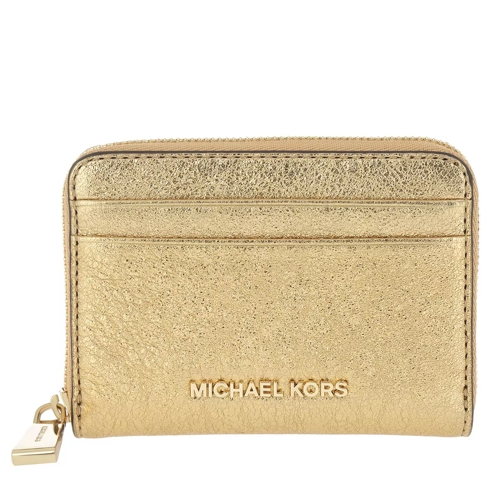 MICHAEL Michael Kors Money Pieces ZA Card Case Gold Portemonnaie mit Zip-Around-Reißverschluss