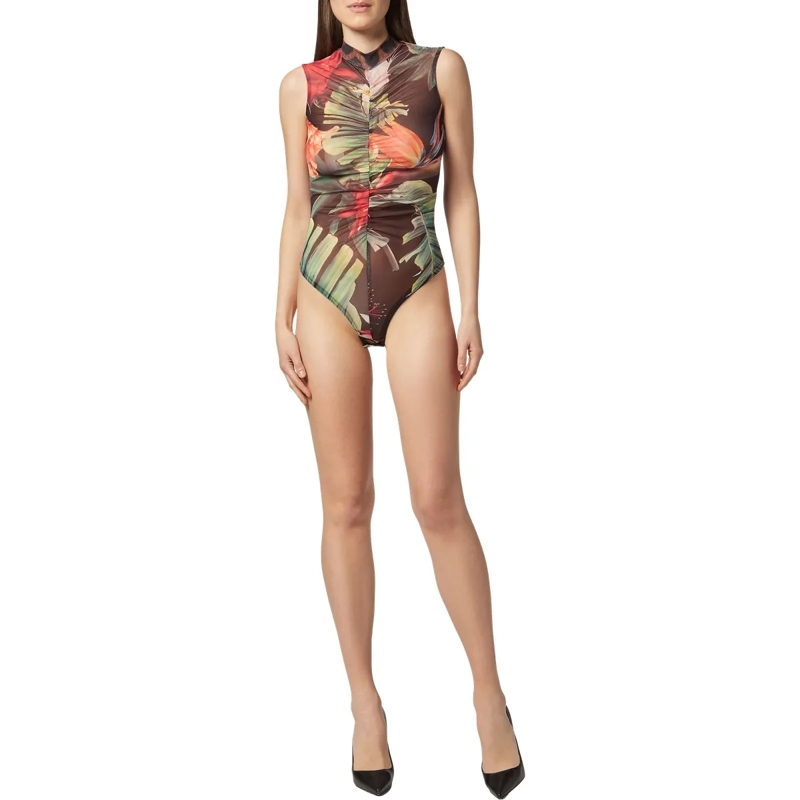 Philipp Plein Top Bodysuit Flowers schwarz(Image 4)