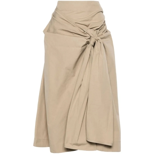 Bottega Veneta Knot Detailing Skirts Neutrals Midi Rokken