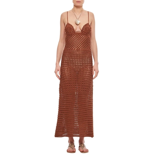 Alanui  Mother Nature Crochet Cotton Dress Brown