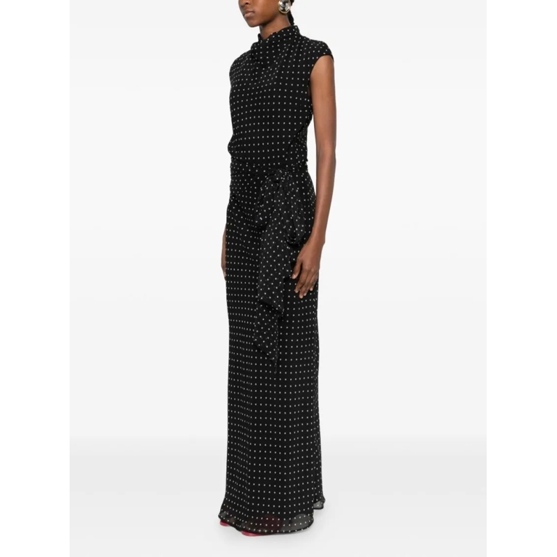 Rotate Maxikleid Polka Dot Maxi Dress With Keyhole Detail Black(Image 6)