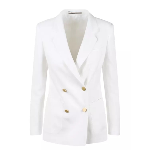 Tagliatore Jeans-Jacken Canvas Double-Breasted Blazer White