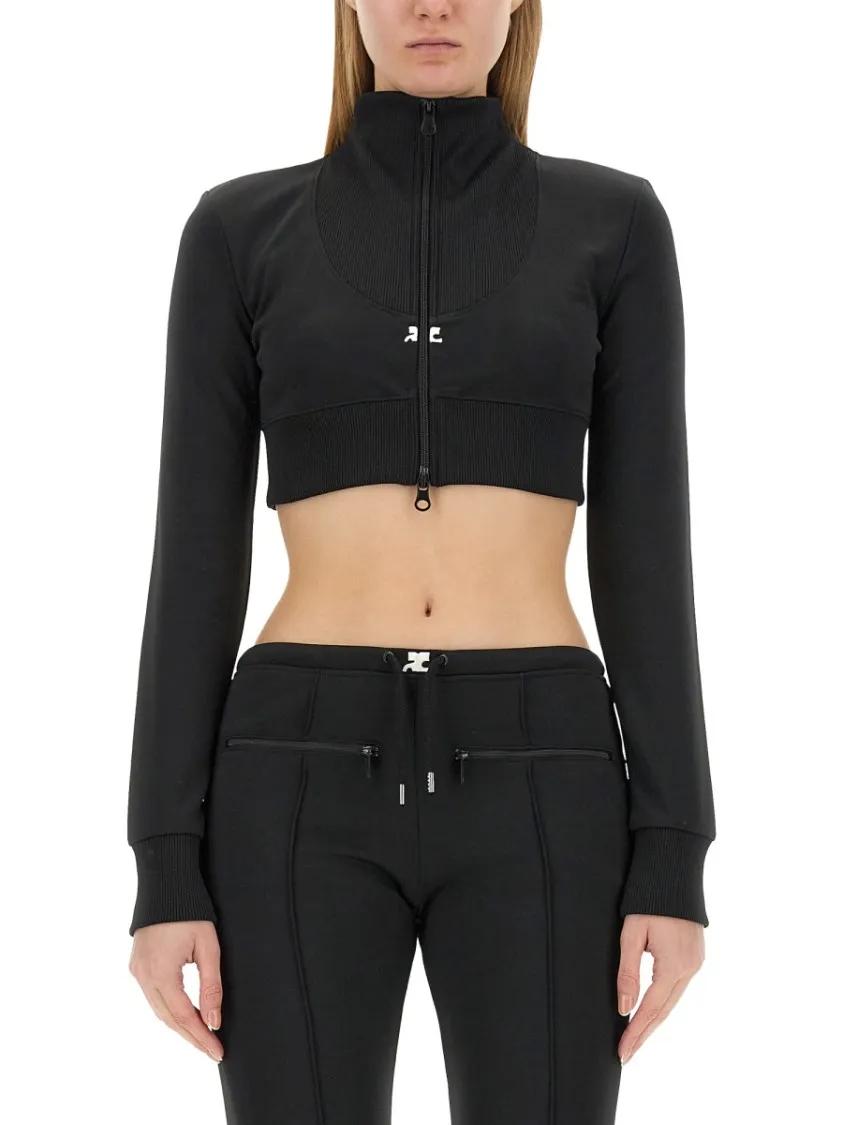 Thumbnail - Courrèges - Cropped Jacket With High Collar - Größe M - schwarz
