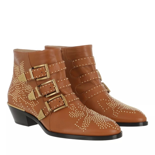 Chloé Susanna Leather Studs Boots Caramello Enkellaars
