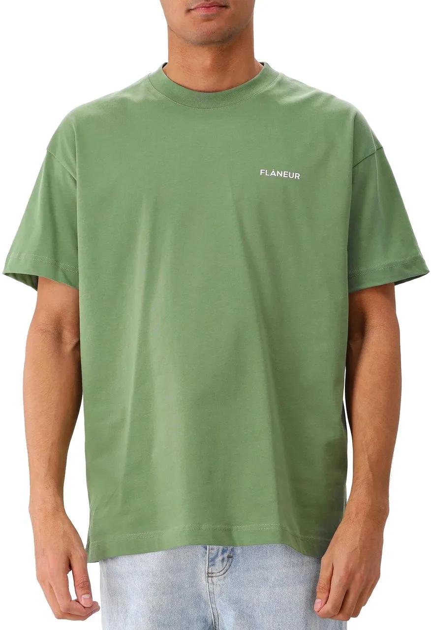 Thumbnail - Flâneur - Flaneur T-shirt Groen Logo Khaki - Größe L - green