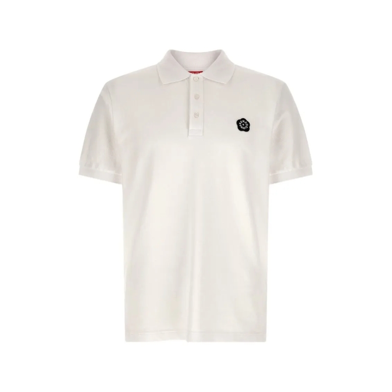 Kenzo Polohemd White Silk And Nylon Short-Sleeve Polo Shirt White