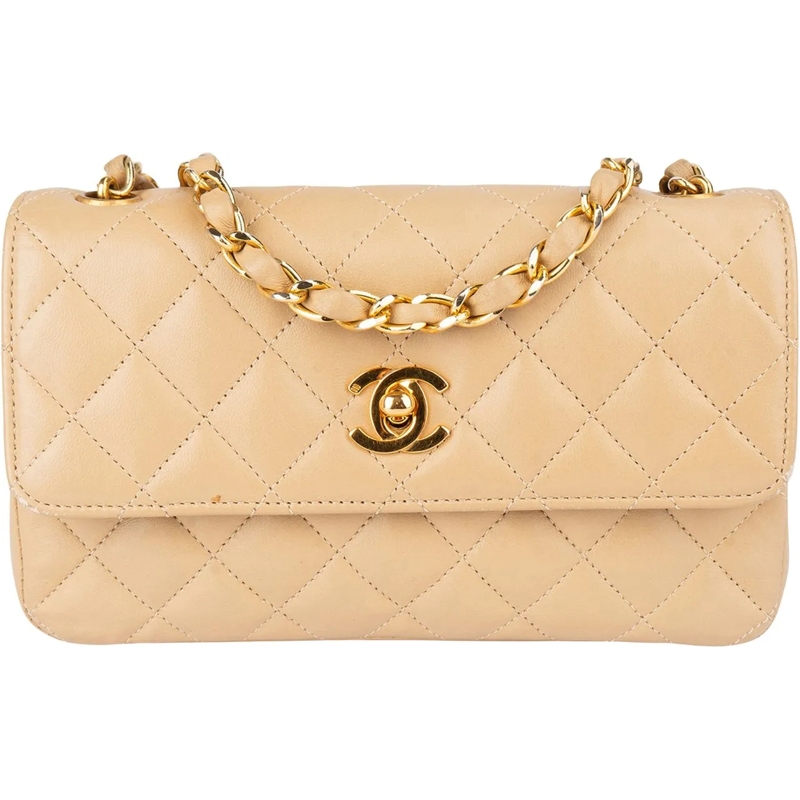 Chanel Tote Chanel Quilted Lambskin 24K Gold Single Flap Cross beige