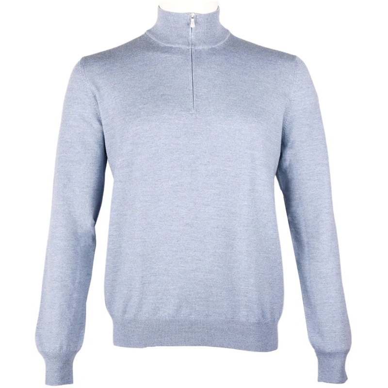 Gran Sasso Pullover Half zip trui lichtblauw blau