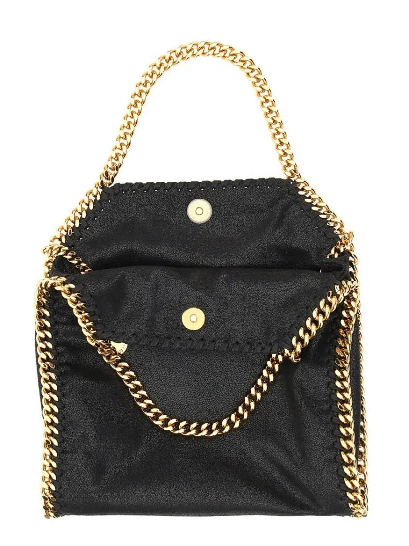 Stella Mccartney Crossbody bags Mini Shoulder Bag With Double Chain Handle in zwart