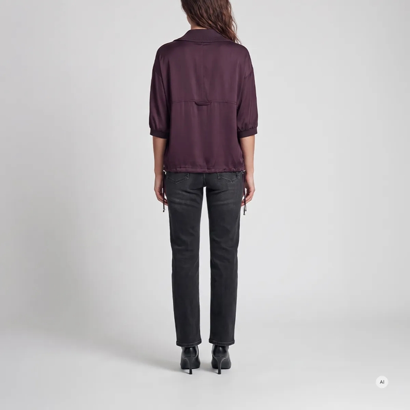 Marc Aurel Bluse Das Poloshirt aus Viskose mit Strickkragen aus fli lila(Image 4)