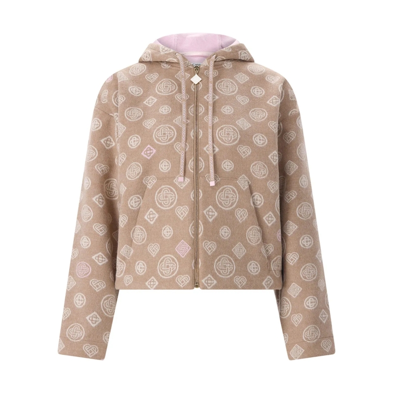 Casablanca Daunenjacke Kapuzenjacke aus Schurwolle braun