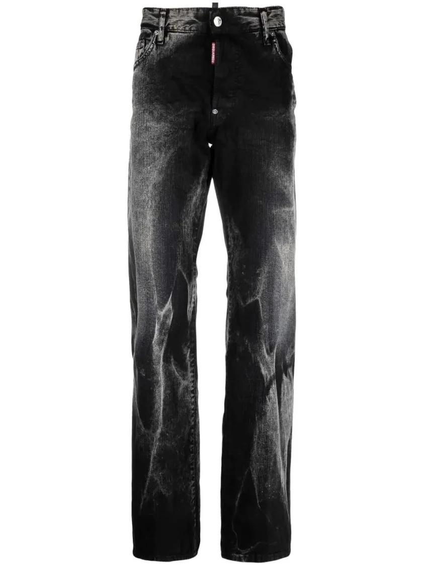 Thumbnail - Dsquared2 - Washed Straight-Leg Denim Jeans - Größe 50 - schwarz