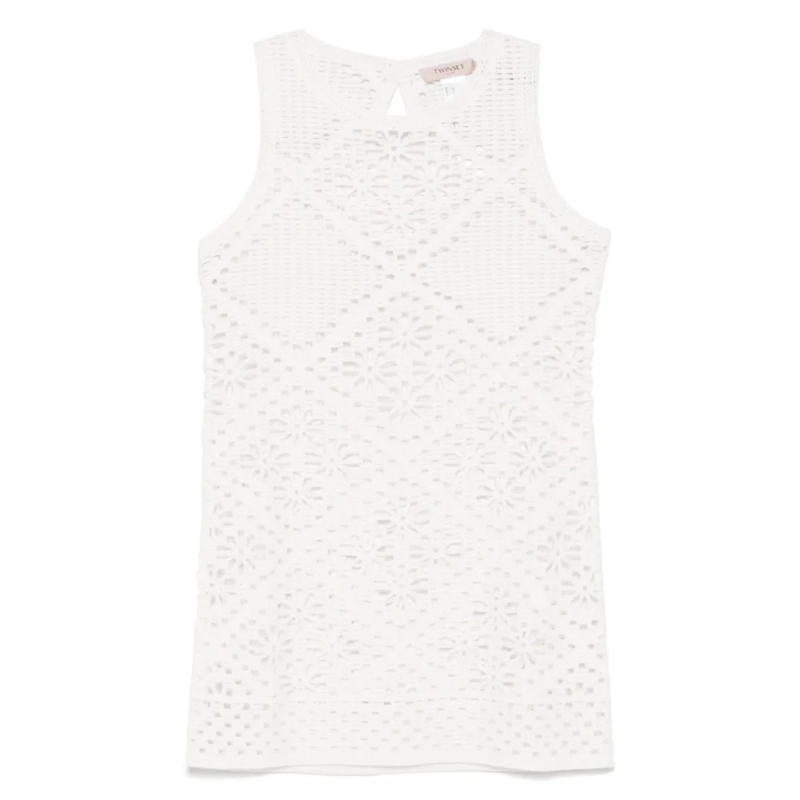Twin-Set Mini-robe Floral Lace Mini Dress White