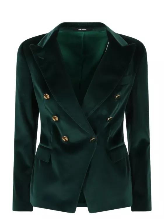 Tagliatore - Double-Breasted Velvet Blazer - Größe 40 - grün