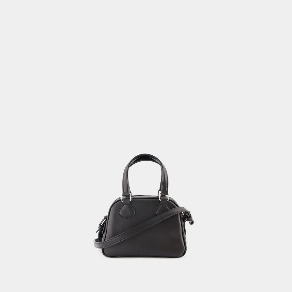 Courrèges Shoppers Reedition Mini Bowling Bag Leather Black in zwart