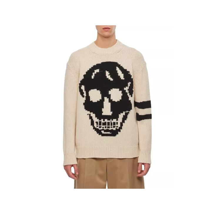 Alexander McQueen Skull Sweater White Pullover