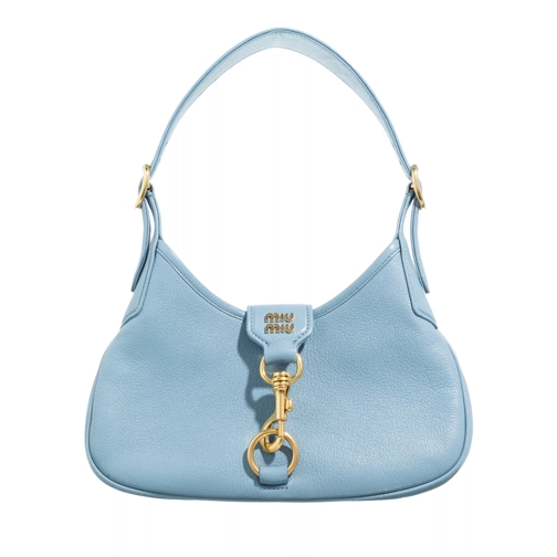 Miu Miu Leather Hobo Bag Blue Schultertasche