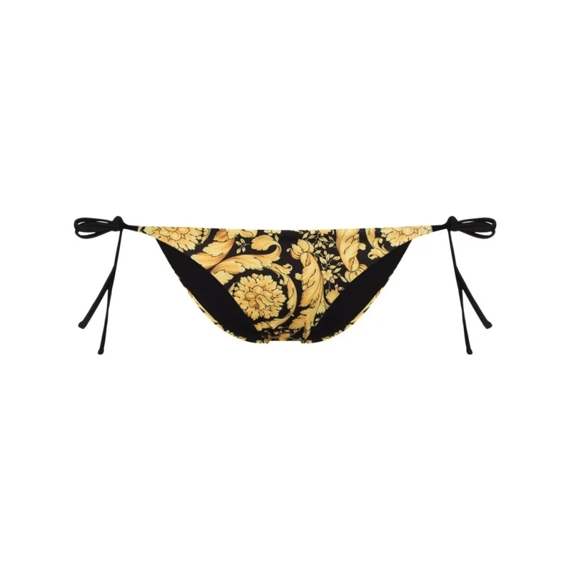Versace  Black Baroque Print Bikini Bottoms Black