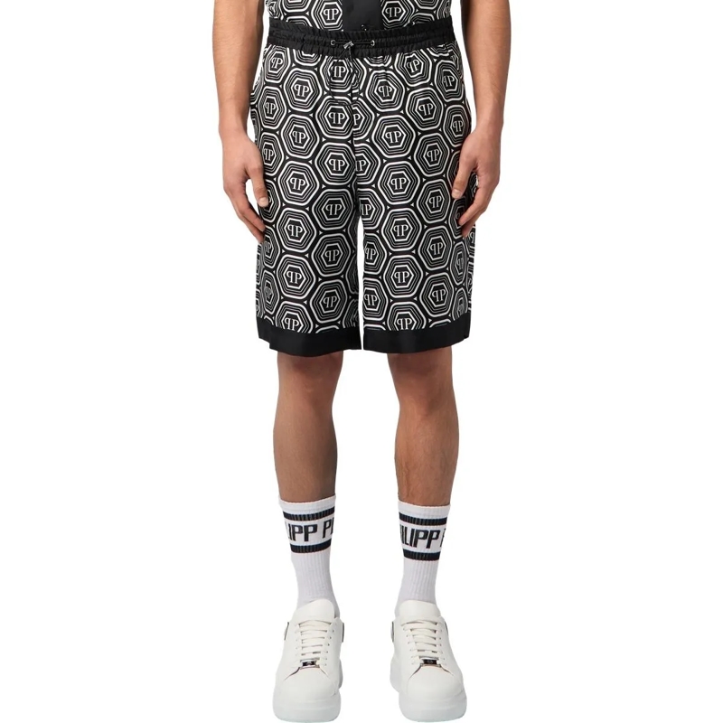 Philipp Plein Shorts Silk Drawstring Shorts Monogram 70'S schwarz(Image 4)