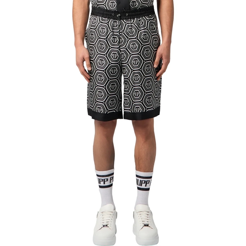 Philipp Plein Shorts Silk Drawstring Shorts Monogram 70'S schwarz(Image 3)