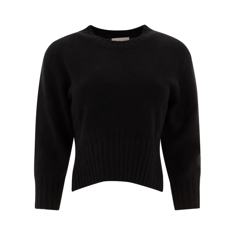 Loulou Studio Trui Cropped Black Cashmere Knitwear Black