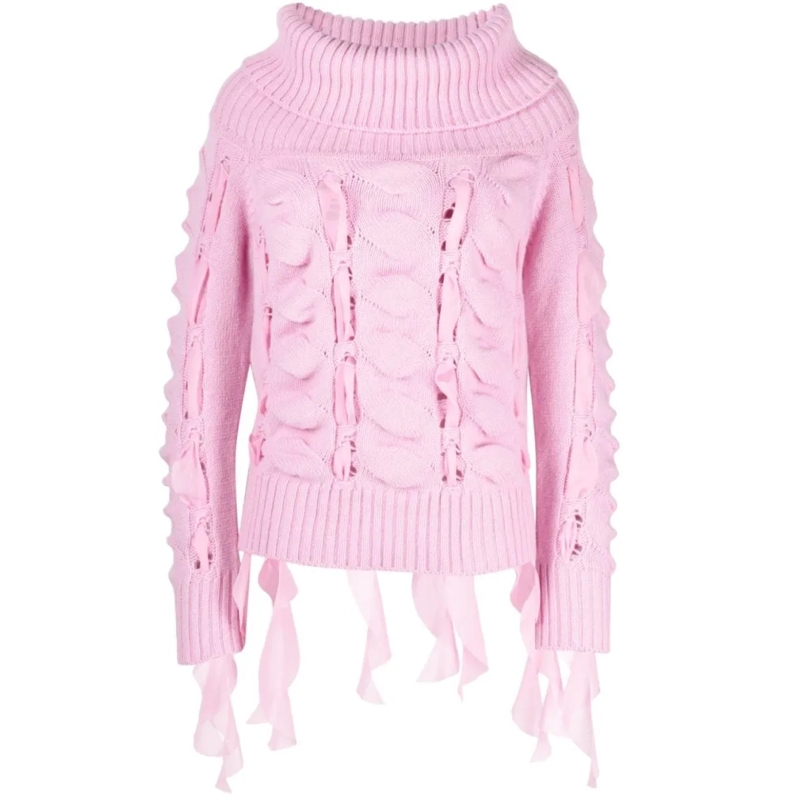 Blumarine Rollkragenpullover Light Pink Wool Roll-Neck Jumper Purple