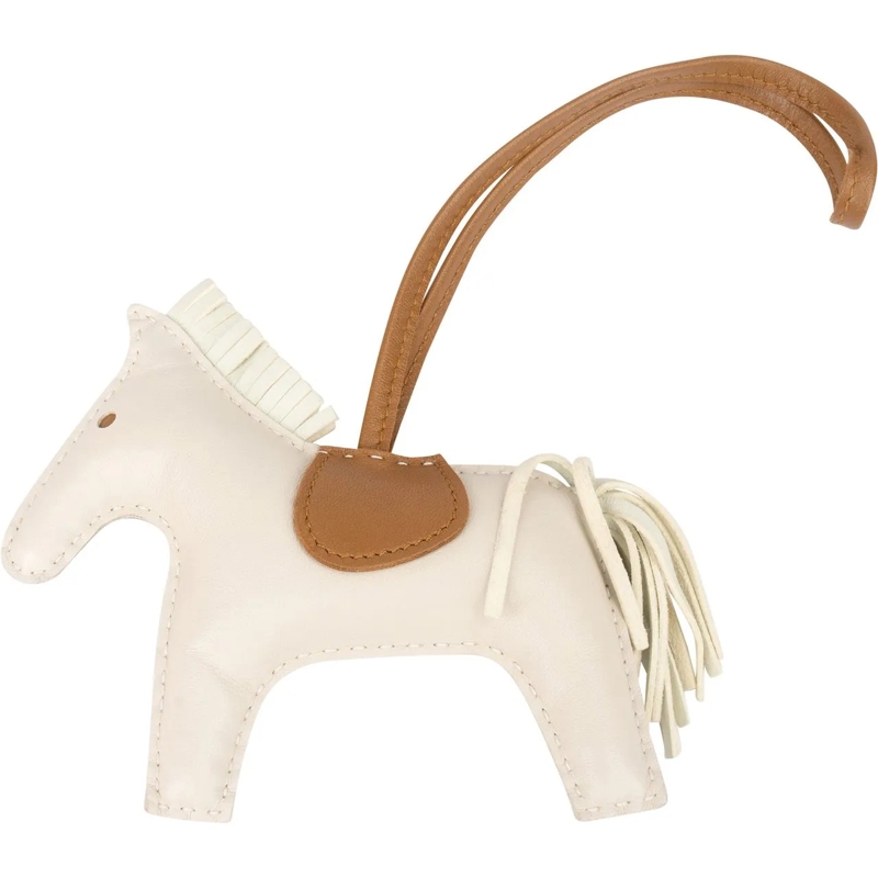 Hermès  Hermes Bicolor Leather Rodeo Pendant weiß