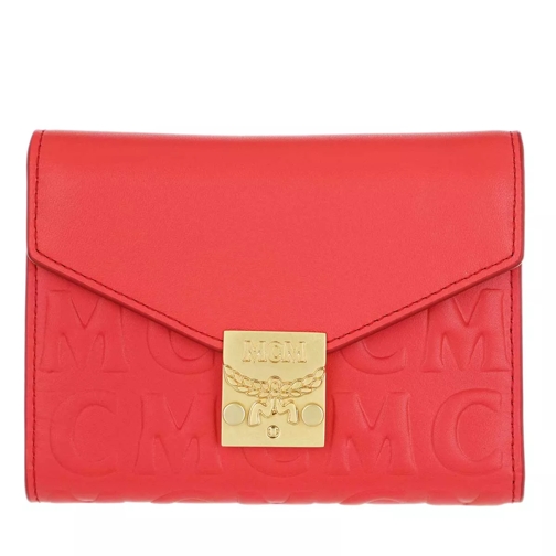 MCM Three Fold Wallet Small Poppy Red Tri-Fold Wallet