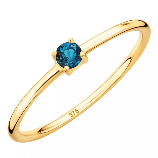 DIAMADA 9K Ring with Topaz Yellow Gold and London Blue Solitärring