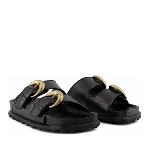 Marine Serre Slide Birk Slides  - Black - Leather Black