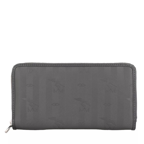 Maison Mollerus Clariden Wallet Vinerus Canvas Silver Portemonnaie mit Zip-Around-Reißverschluss