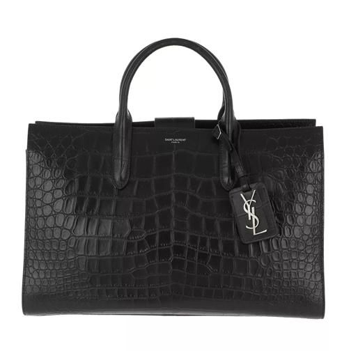 Saint Laurent Jane Shoulder Bag Calf Leather Black Rymlig shoppingväska