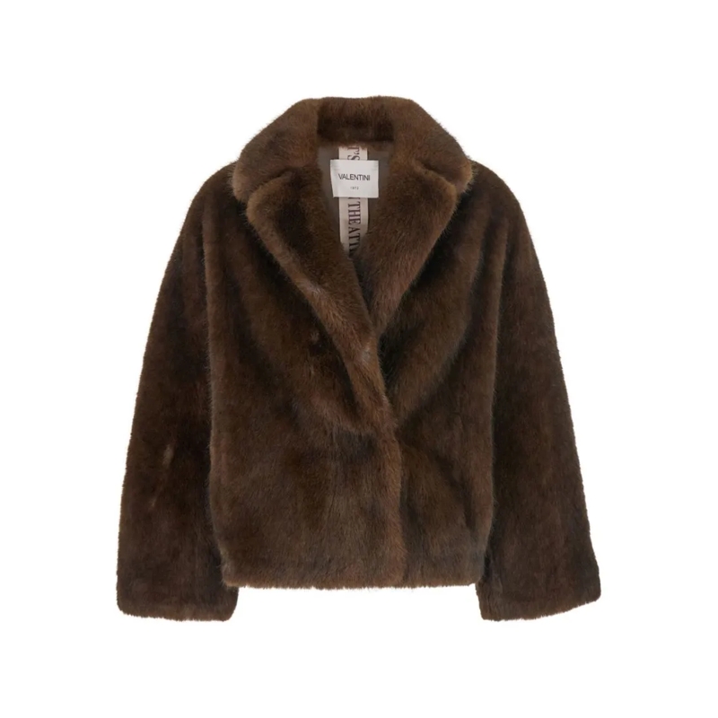 Valentini 1972  Plush Faux Fur Cropped Coat Black