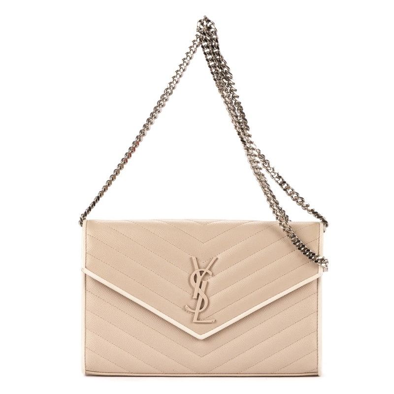 Saint Laurent Crossbody Bag Cassandre Enveloppe Chain Wallet taupe