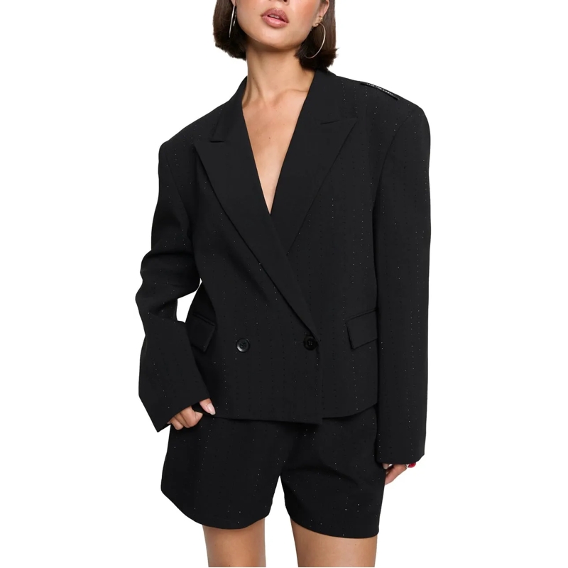 ALIX Blazer Woven Cropped Studs Blazer schwarz