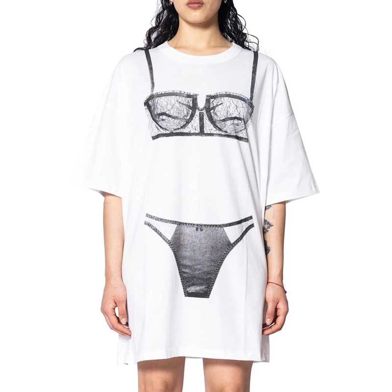 Vaquera T-Shirt TROMPE L'OEIL TALL TEE KNIT BLANC weiß