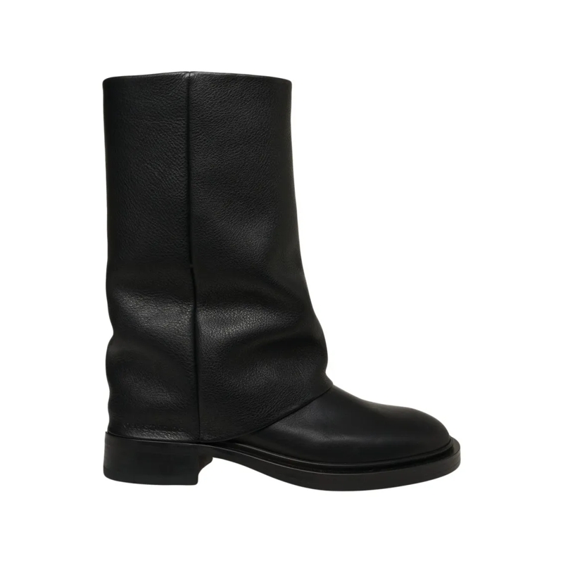 Copenhagen Laarzen Smooth Leather Ankle Boots With Slouched Shaft Black