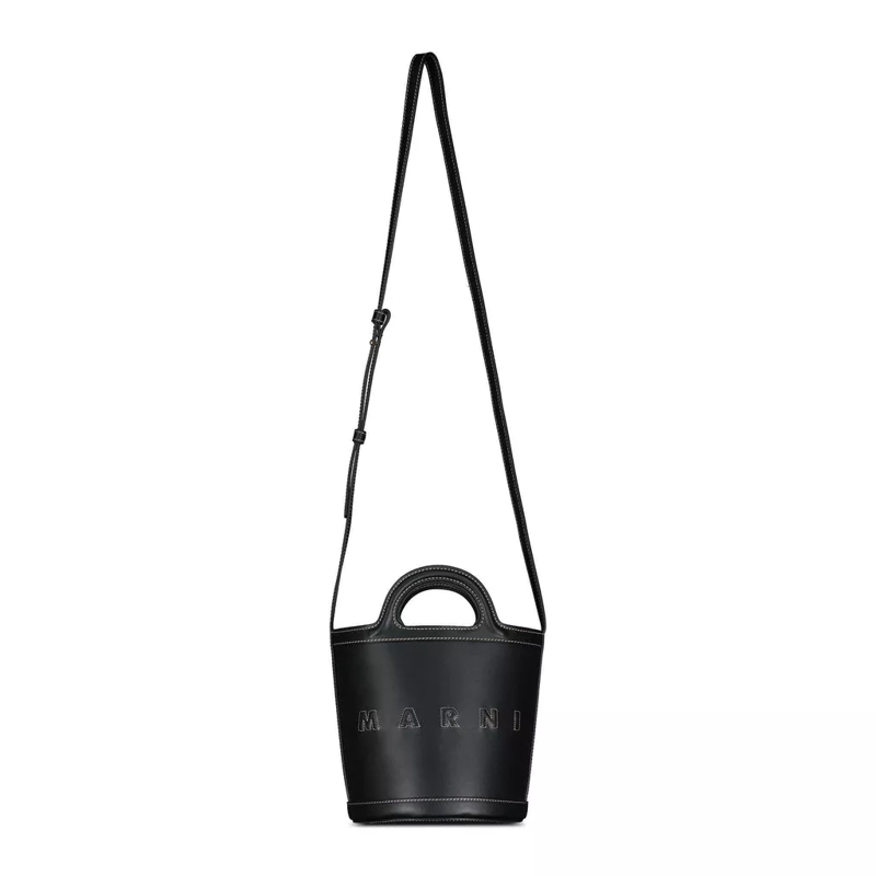 Marni Crossbody Bag Beuteltasche aus Leder mit Logo Braun (Image 2)