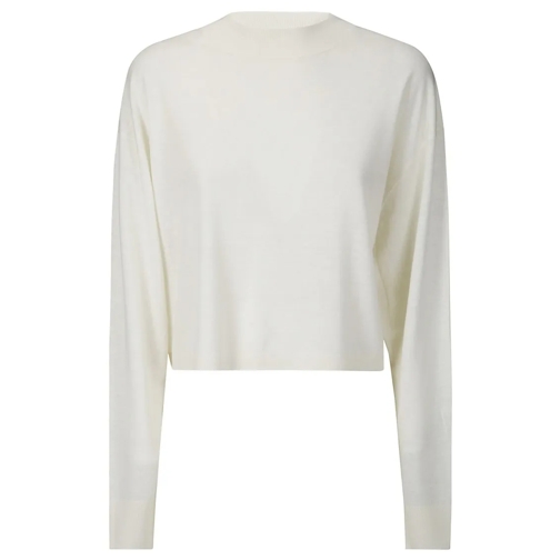 Iro Pull Short Crew-Neck Wool-Silk Sweater White