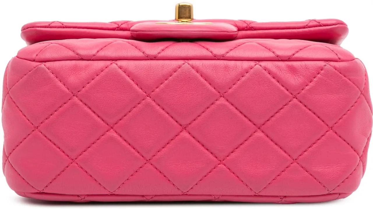 Thumbnail - Chanel Hobo Bags - 2020 Mini Square Classic Lambskin Pearl Crush Sing - Gr. unisize - in Rosa - für Damen