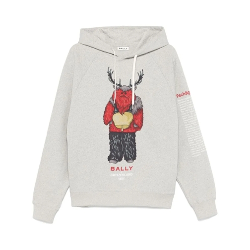 Bally Hoodie Light Grey Printed Hoodie Grey