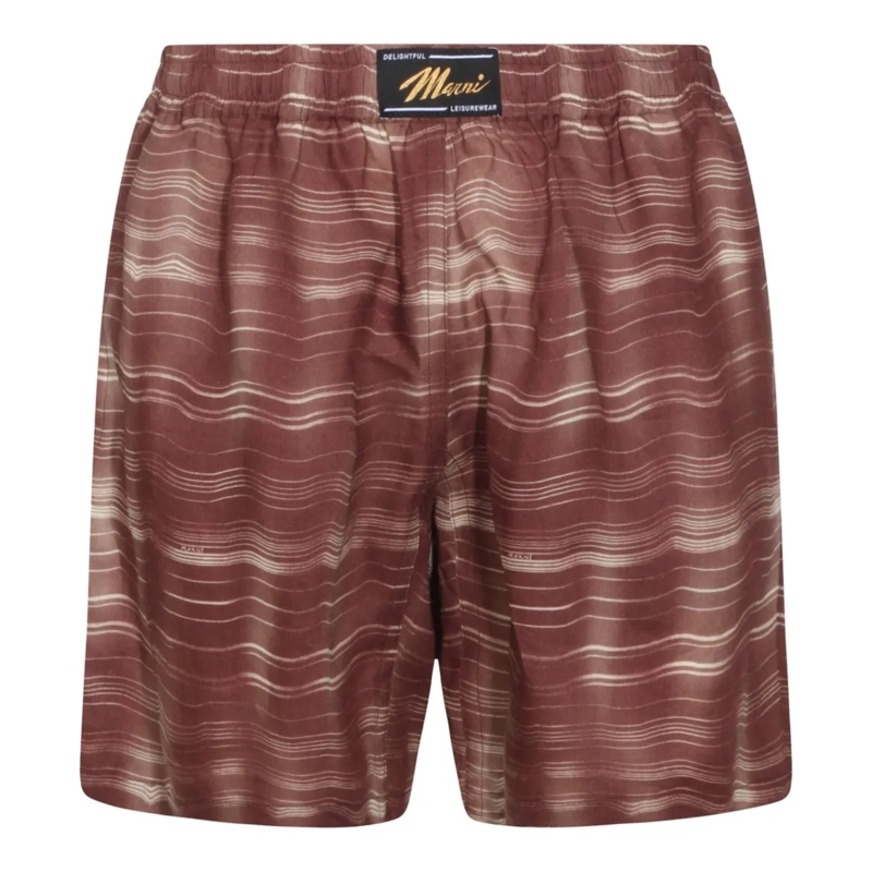 Marni Legere Shorts Wavy Stripe Pattern Brown Shorts Brown
