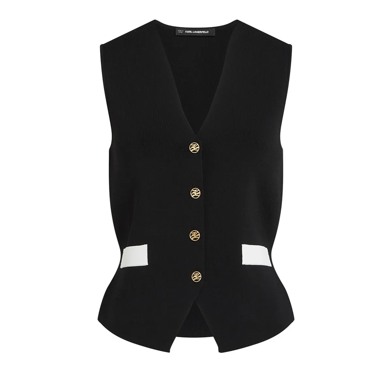 Karl Lagerfeld Gestricktes Oberteil KARL DNA Weste schwarz