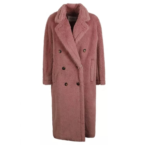 Max Mara Double-Breasted Fleece Coat Pink 