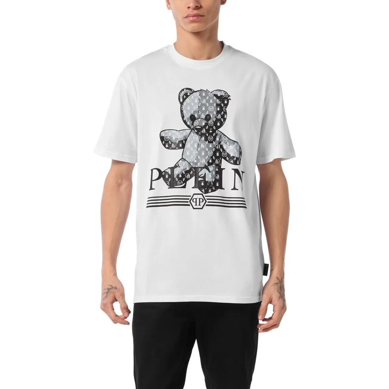 Philipp Plein T-Shirt T-Shirt Rundhalsausschnitt Monogram weiss(Image 3)