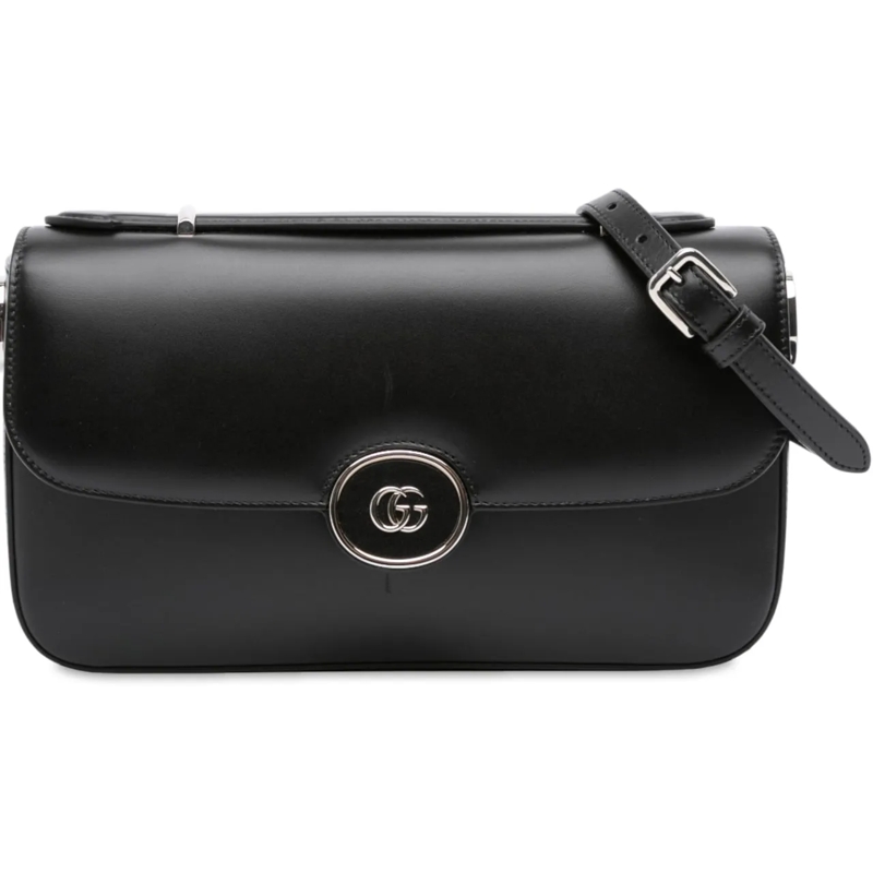 Gucci Schultertasche Small Leather Petite GG Satchel schwarz