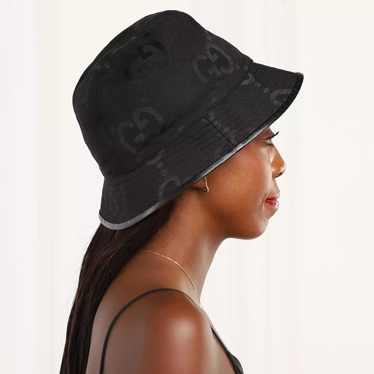 Gucci Jumbo Gg Bucket Hat - Black