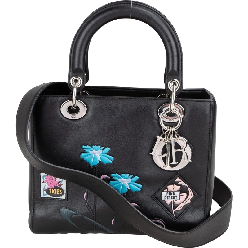 Christian Dior Tote Christian Dior Black Leather Patch Embellished Lad schwarz