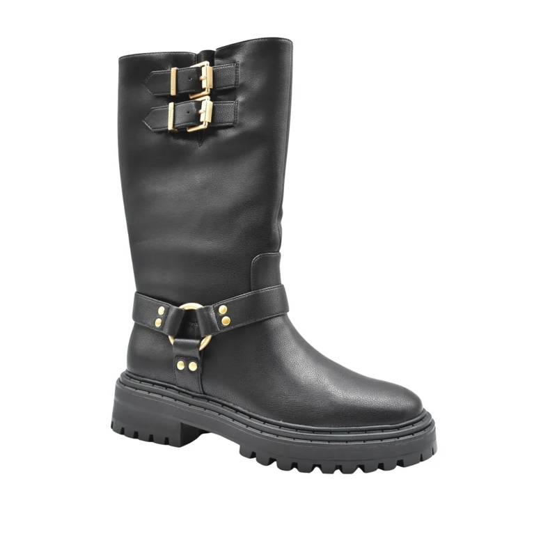 Twin-Set Bottes Sleek Black Boots With Laced Front Detail Black