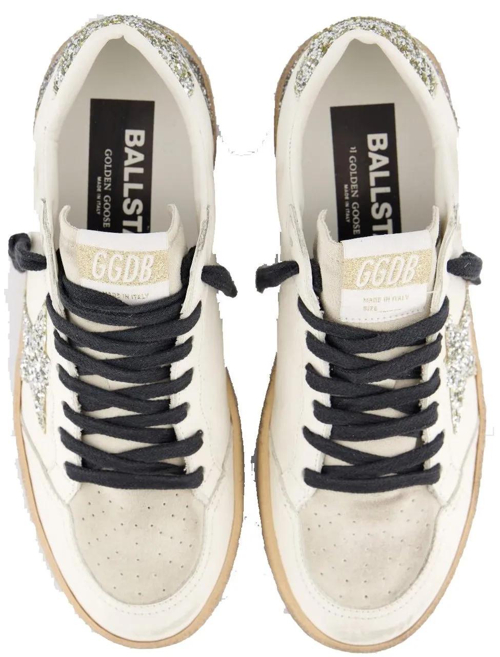 Thumbnail - Golden Goose Low-Top Sneaker - Dames Ball Star Sneaker Wit/Glitter - Gr. 40 (EU) - in Creme - für Damen